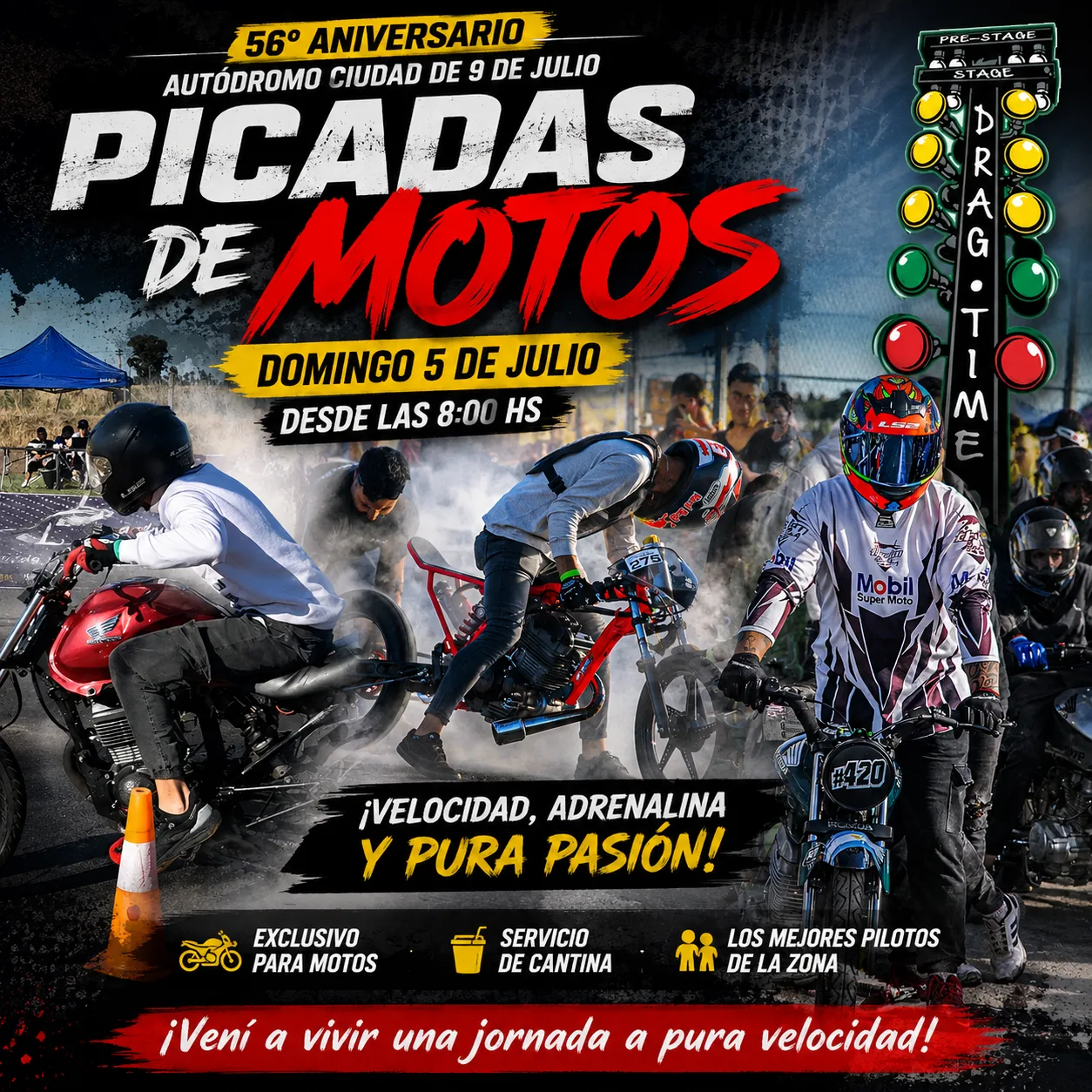 El Autódromo Guillermo Maldonado celebra 56 años con una jornada especial de picadas de motos